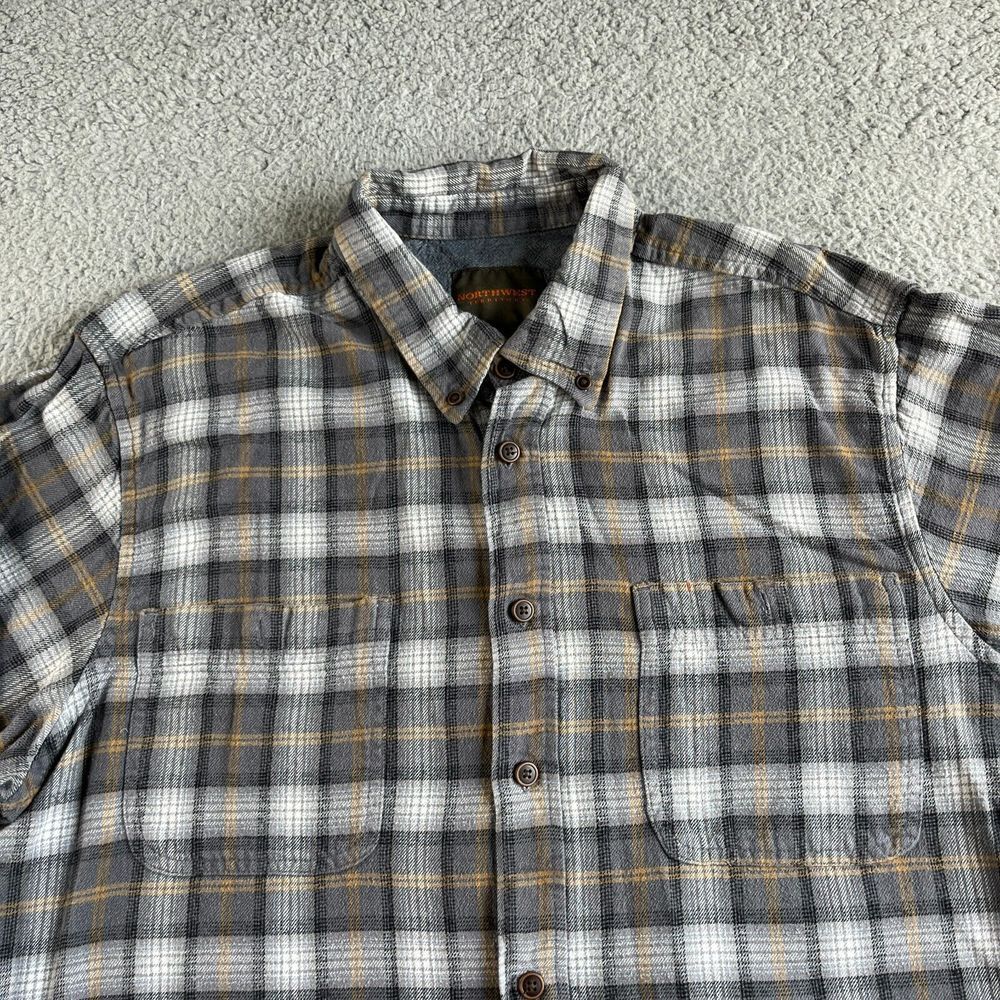 Northwest Territory Shirt Mens Extra Large Gray Plaid Flannel Button Up Outdoor